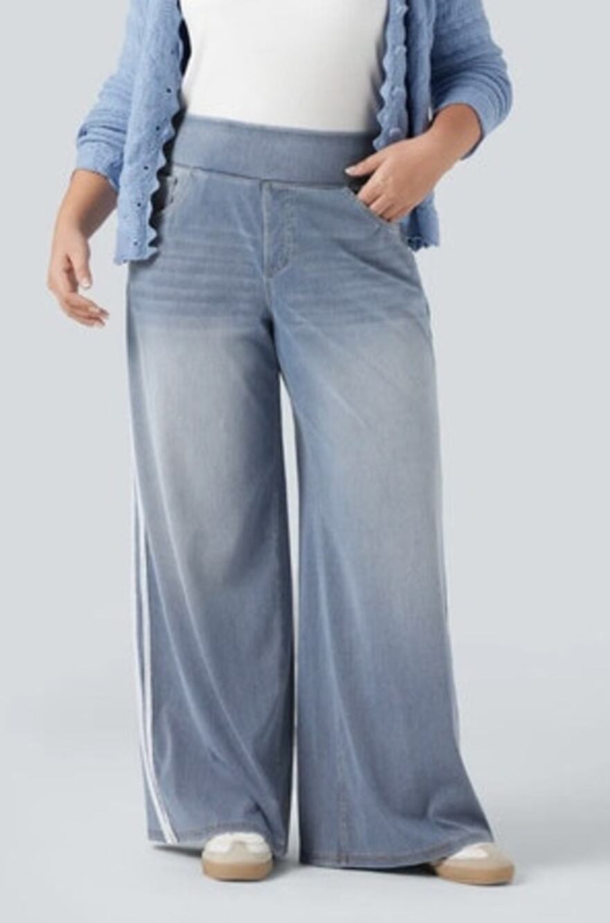 Halara Flex™ High Waisted Jeans Stripe Wide Leg Flowy Washed NWT 3X